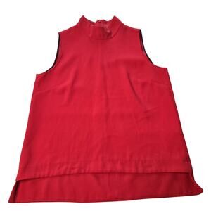 Zara Woman Sleeveless Blouse Womens Small Lipstick Red High Neck Top Modern Work